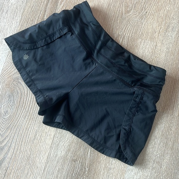 Athleta 3” High Rise Black Running Yoga Track Shorts Sz Small Women’s Activewear - Picture 1 of 9